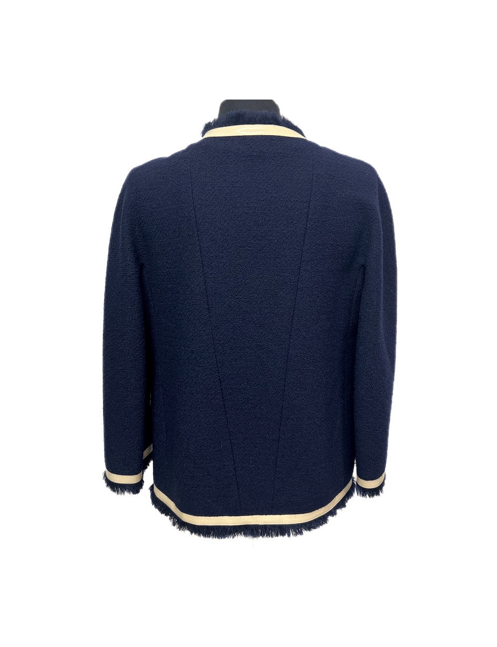 Robe pull T 38 CHANEL laine noire et blanche imprimé géométrique