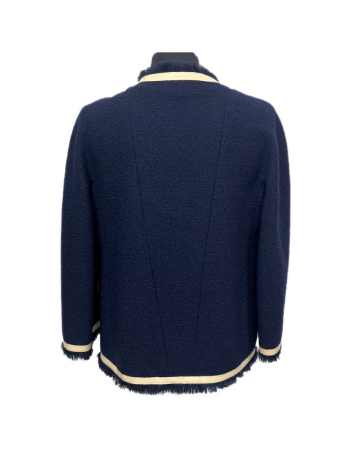 Robe pull T 38 CHANEL laine noire et blanche imprimé géométrique