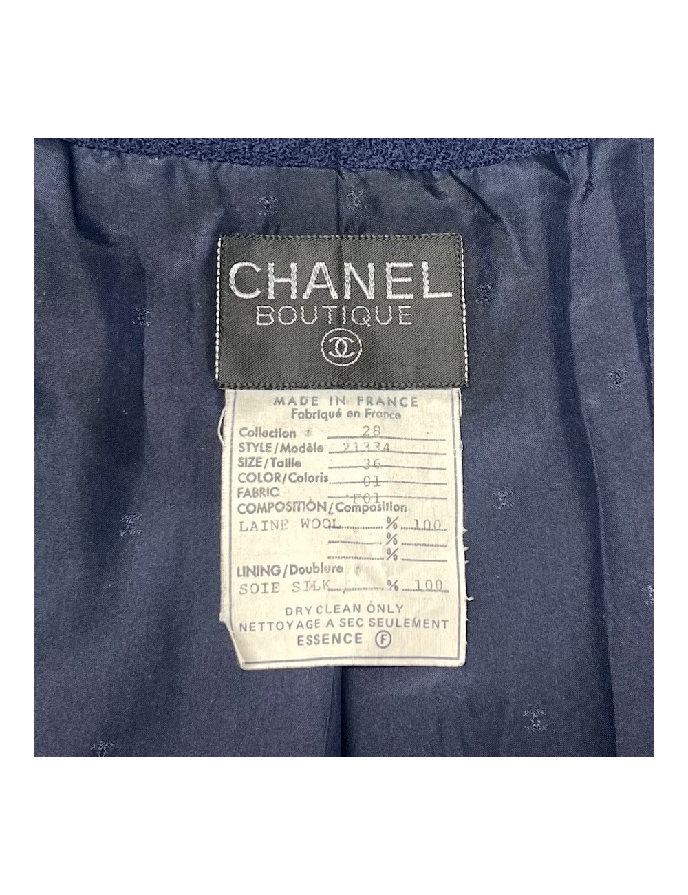 Robe pull T 38 CHANEL laine noire et blanche imprimé géométrique