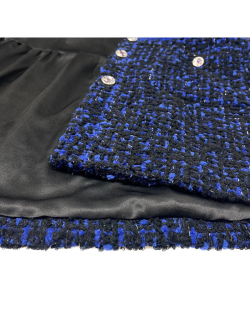 Manteau CHANEL T 36 tweed bleu roi