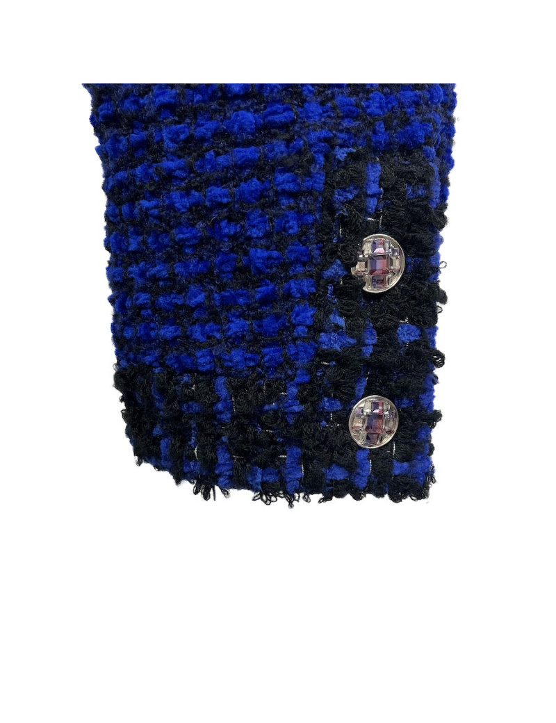 Manteau CHANEL T 36 tweed bleu roi