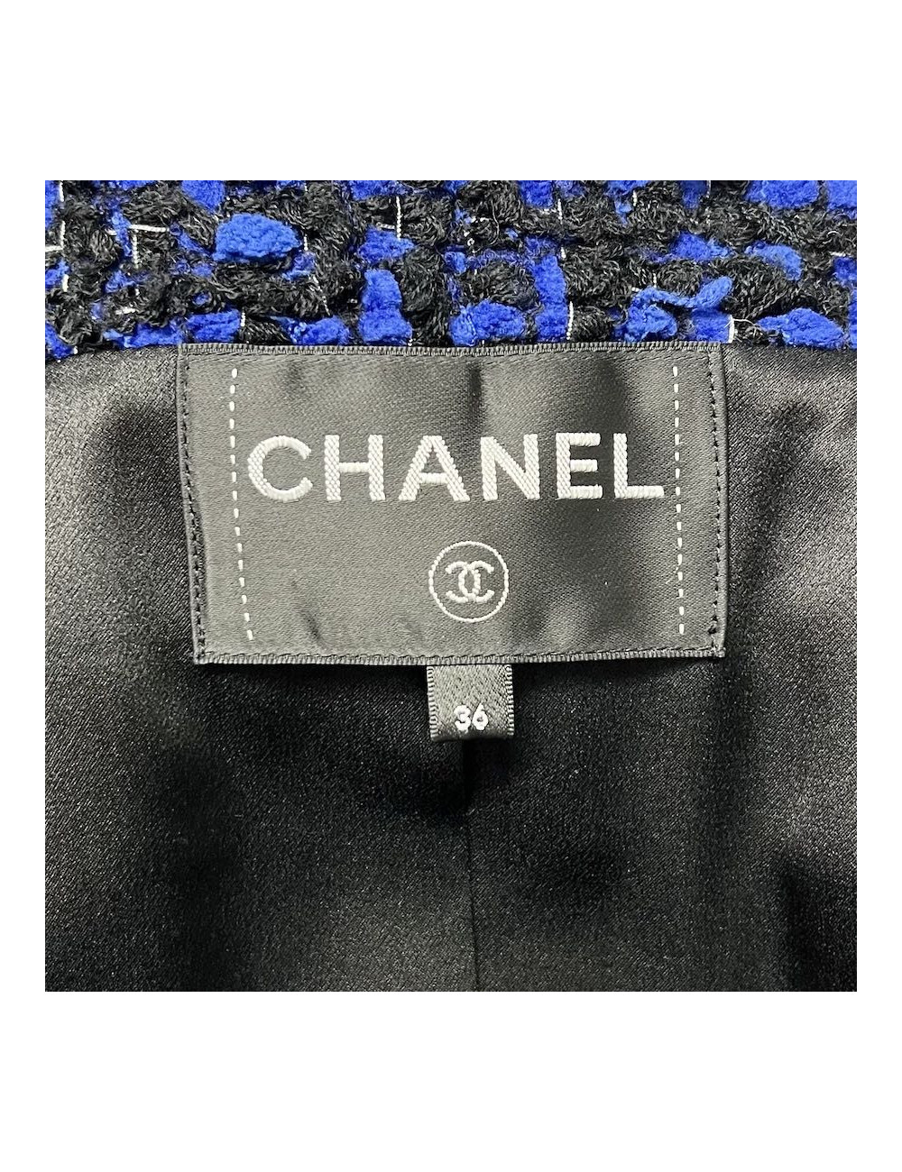 Manteau CHANEL T 36 tweed bleu roi