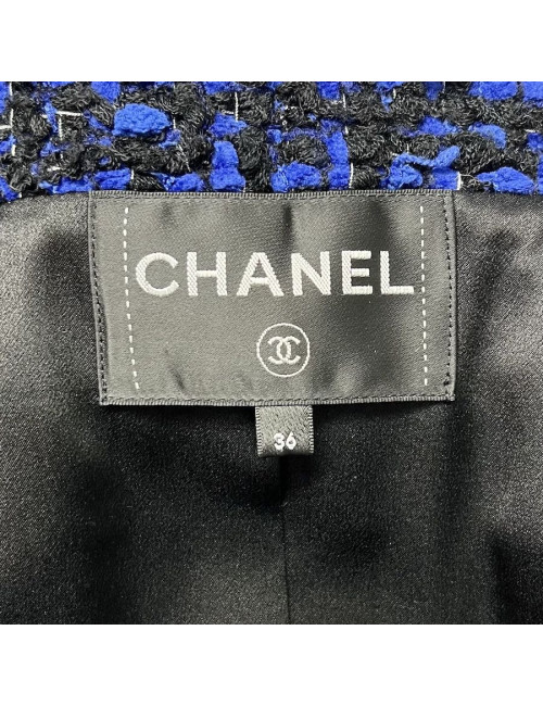 Manteau CHANEL T 36 tweed bleu roi