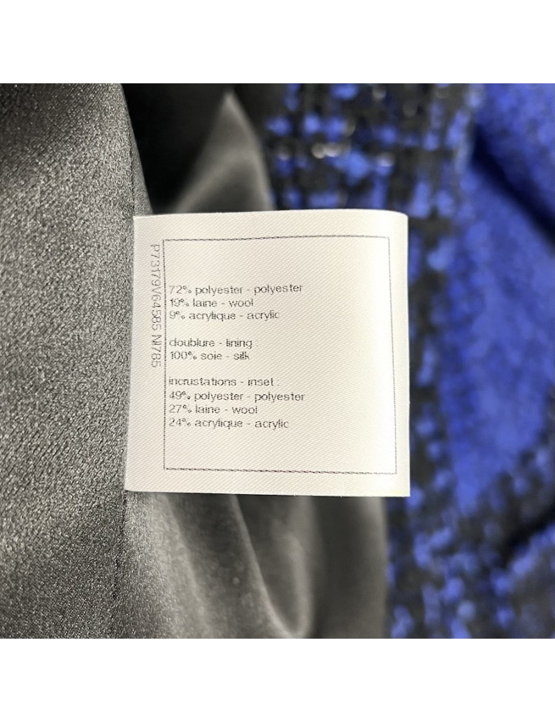 Manteau CHANEL T 36 tweed bleu roi