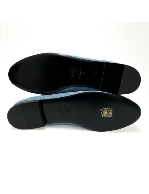 Ballerines CHANEL T 41 denim bleu marine gris foncé