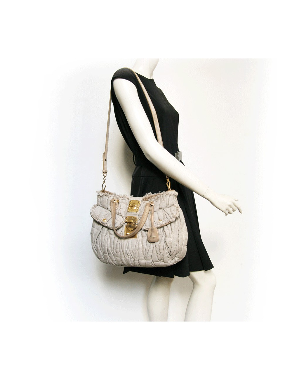 Sac MIU MIU en lin beige GM