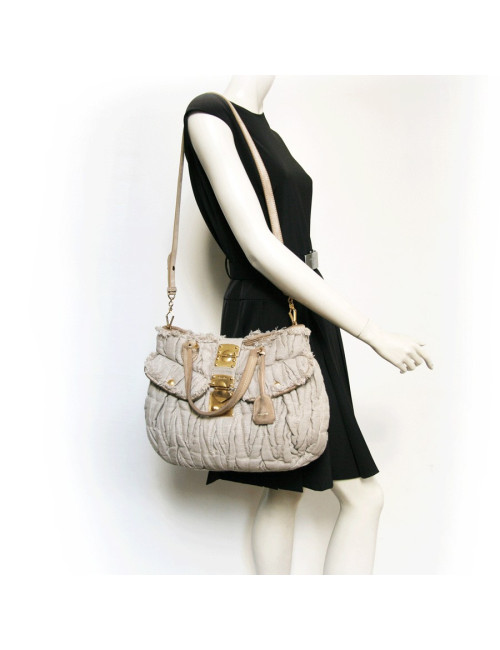 Sac MIU MIU en lin beige GM