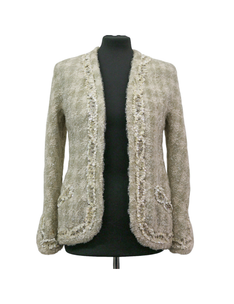 Robe pull T 38 CHANEL laine noire et blanche imprimé géométrique