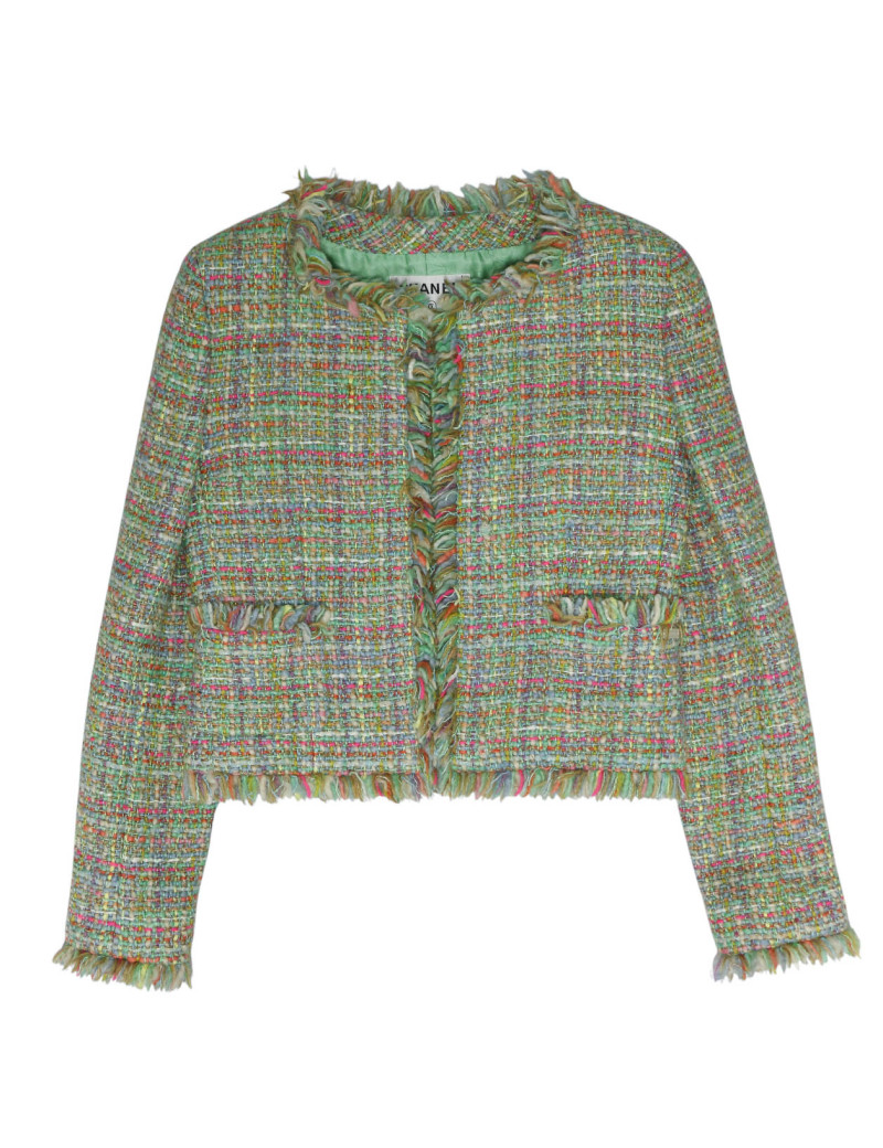 Veste courte tweed vert CHANEL AUtomne 2001