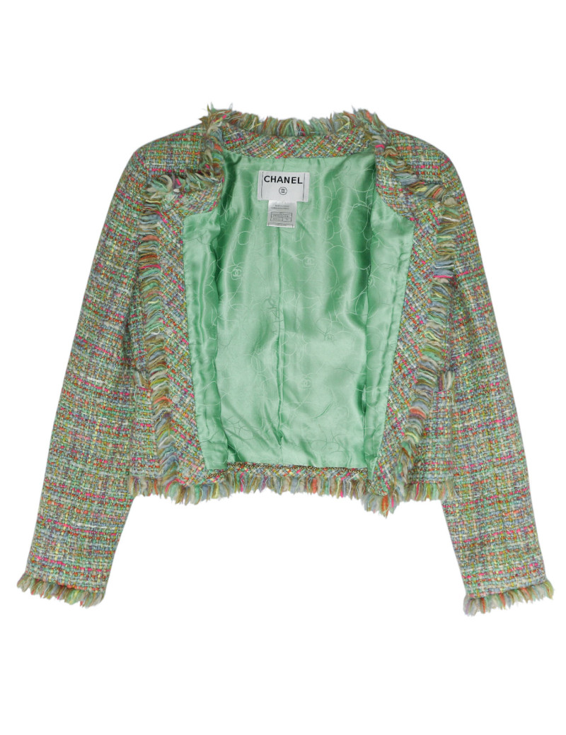 Veste courte tweed vert CHANEL AUtomne 2001