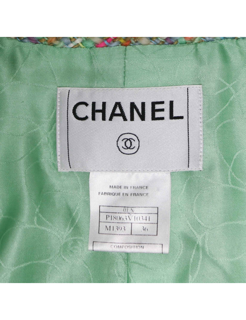 Veste courte tweed vert CHANEL AUtomne 2001