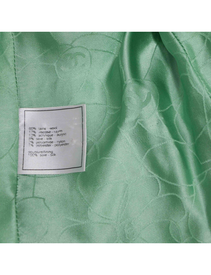 Veste courte tweed vert CHANEL AUtomne 2001