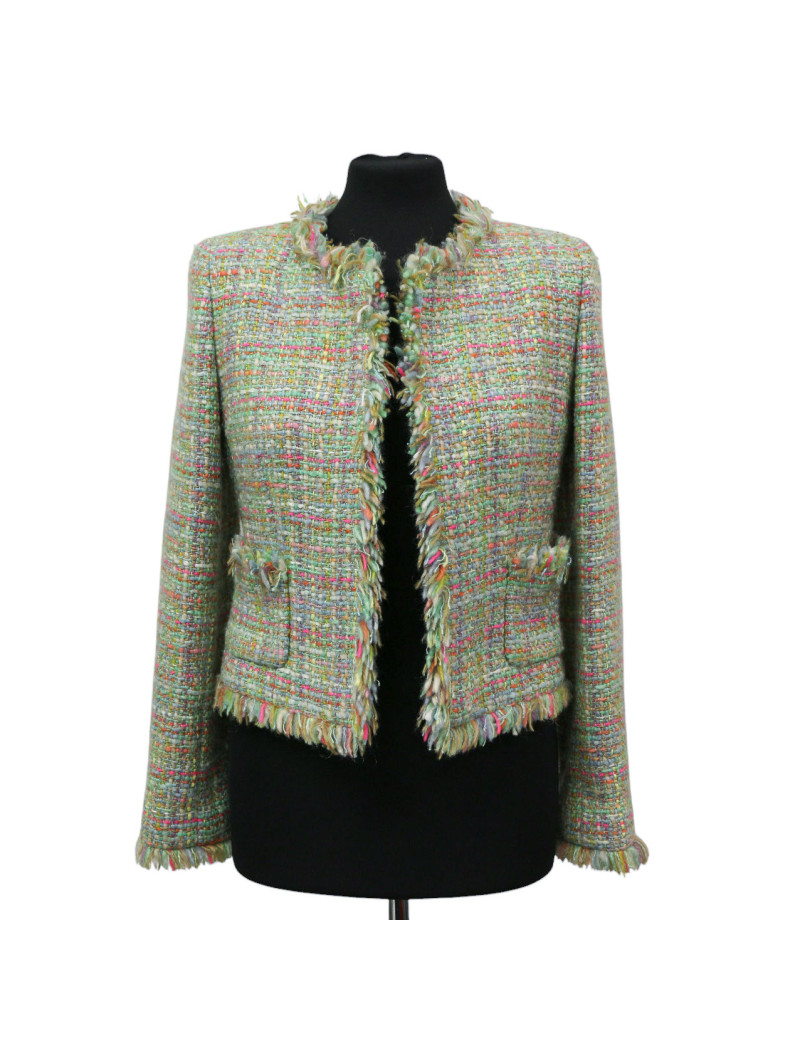 Veste courte tweed vert CHANEL AUtomne 2001