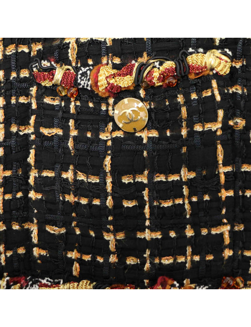 Veste courte tweed noir et ambre CHANEL t36