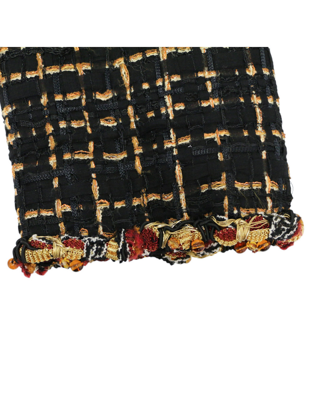 Veste courte tweed noir et ambre CHANEL t36