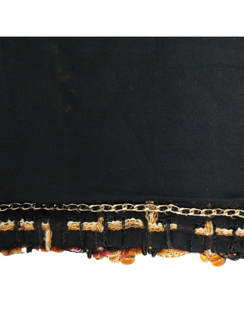 Veste courte tweed noir et ambre CHANEL t36