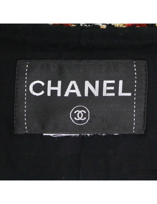 Veste courte tweed noir et ambre CHANEL t36
