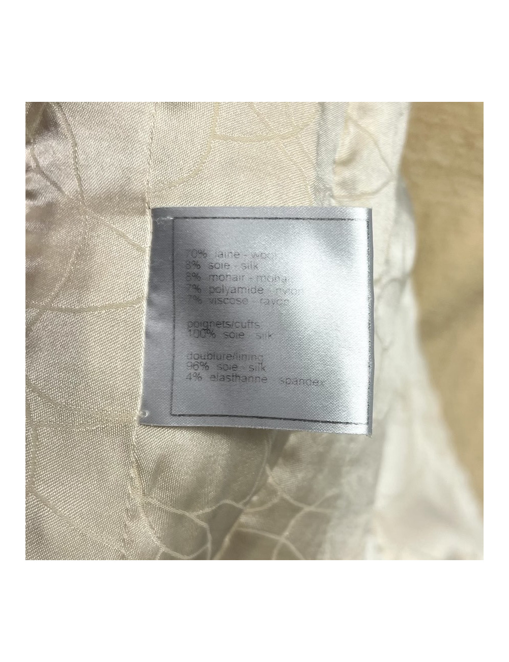 Veste CHANEL T 40 tweed écru fils d'or