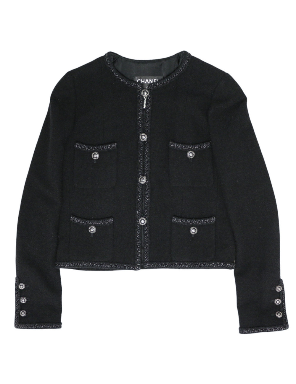 Veste CHANEL T38 tweed noir