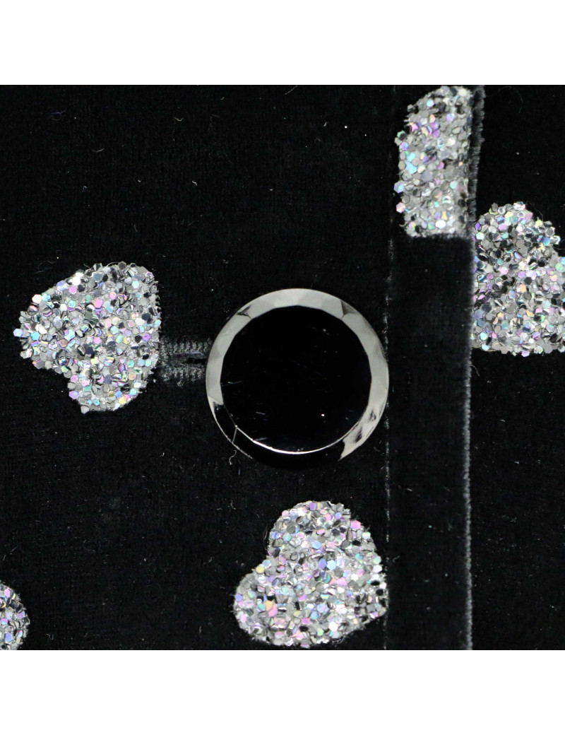 Veste T 42 YVES SAINT LAURENT velours noir coeur brillants