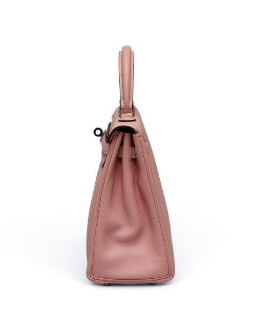 Sac HERMES Kelly 25 rose Sakura cuir swift