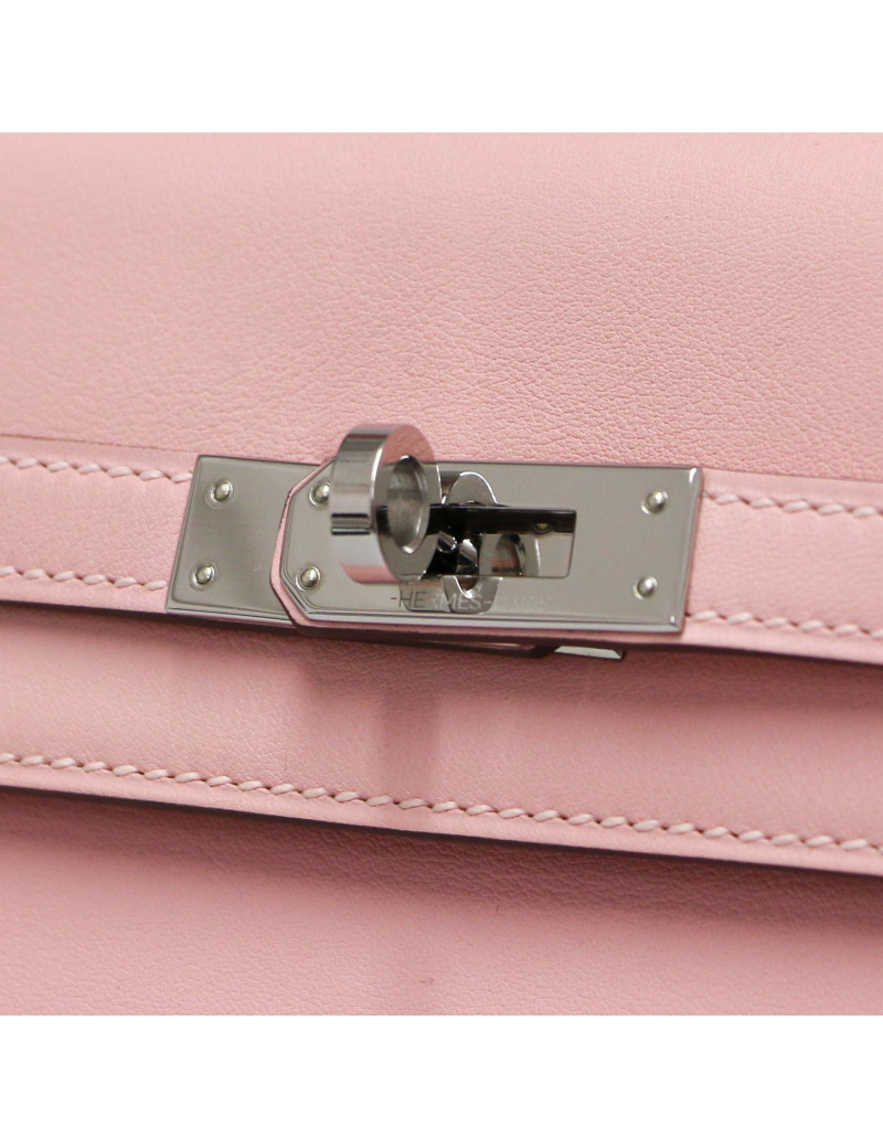 Sac HERMES Kelly 25 rose Sakura cuir swift