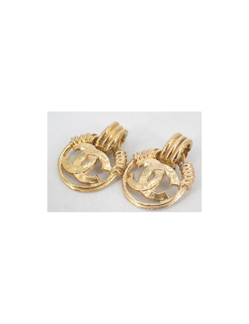 Boucles d'oreille CHANEL vintage dorées