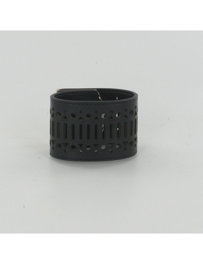 SERGIO ROSSI cuff black leather