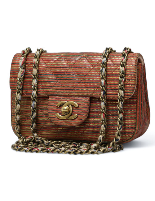 Sac CHANEL cuir doré et orange
