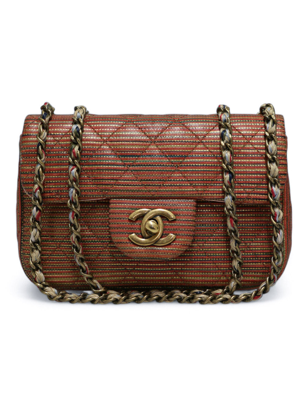 Sac CHANEL cuir doré et orange