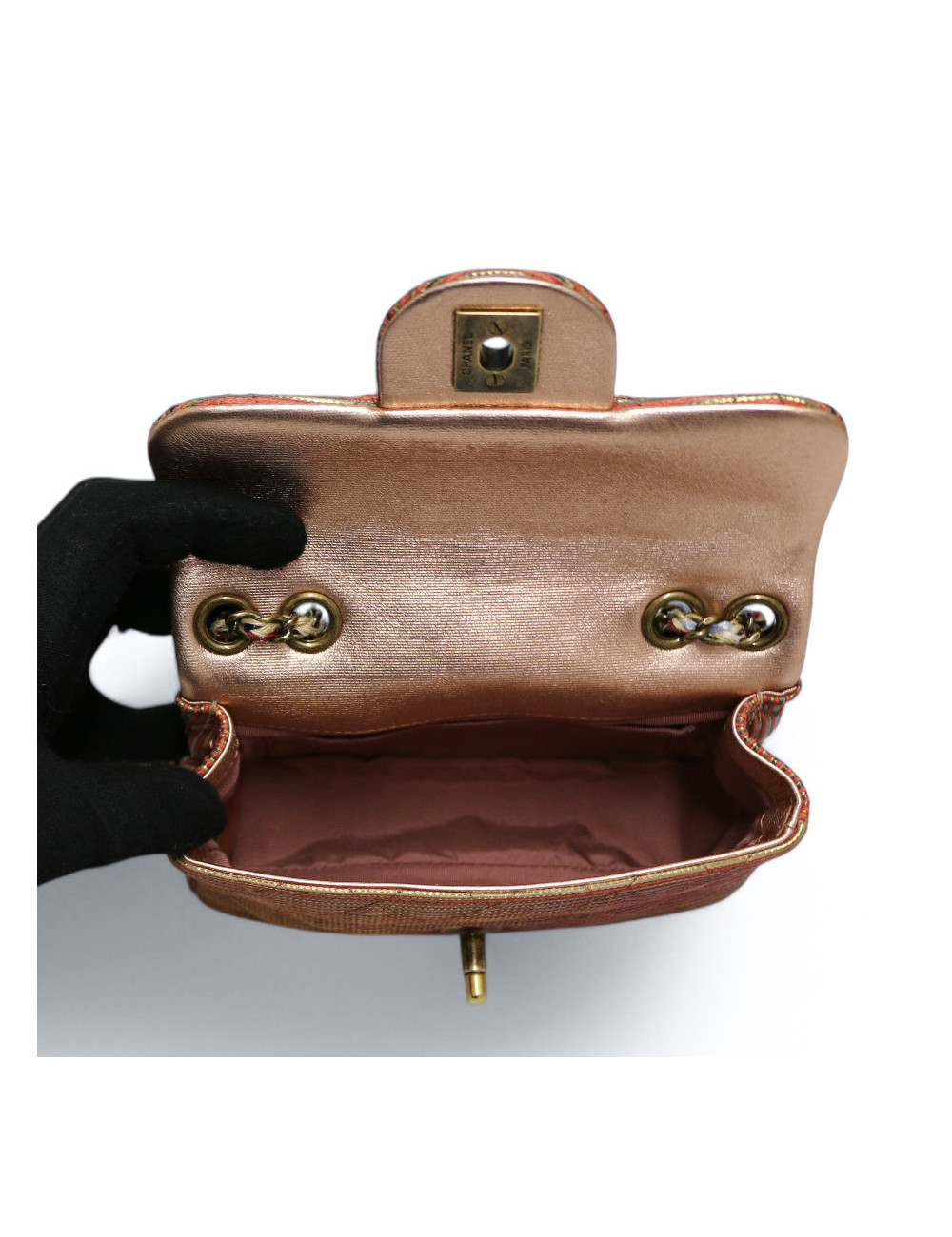 Sac CHANEL cuir doré et orange