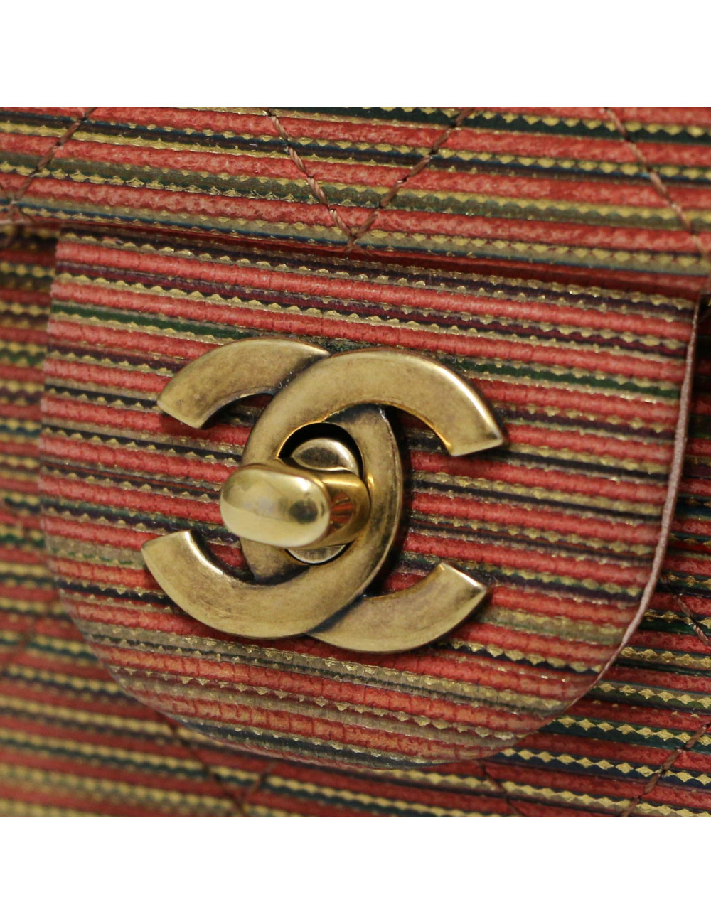 Sac CHANEL cuir doré et orange