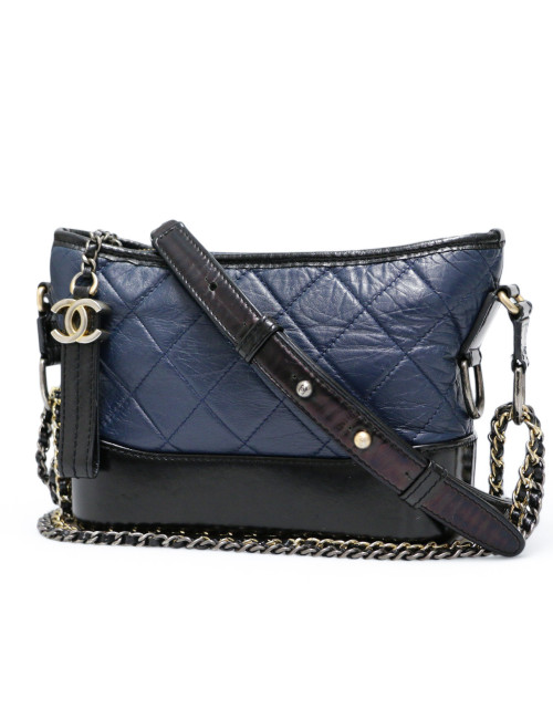 Mini sac Gabrielle CHANEL bicolore bleu noir
