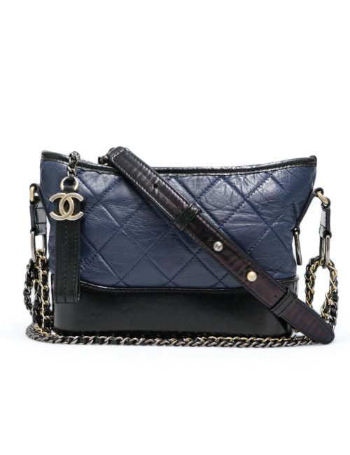 Mini sac Gabrielle CHANEL bicolore bleu noir