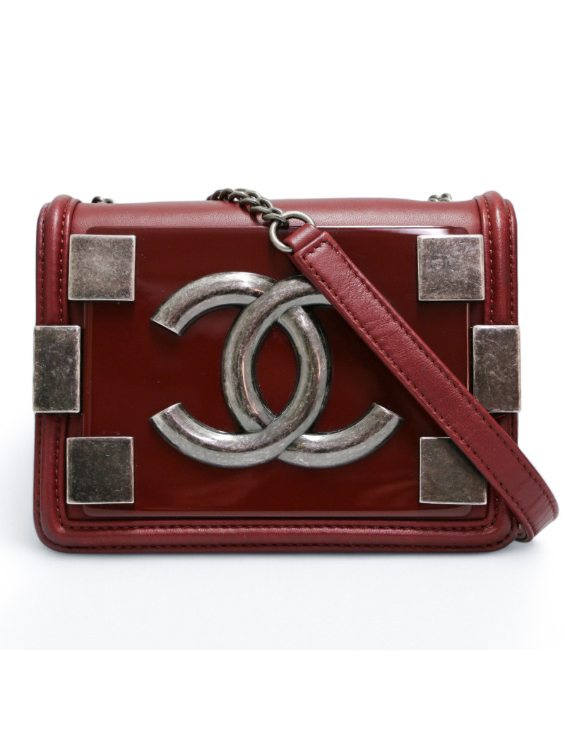 Mini sac Chanel Boy Brick bordeaux : livraison dans le monde entier