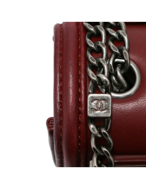 Mini sac Chanel Boy Brick bordeaux : livraison dans le monde entier
