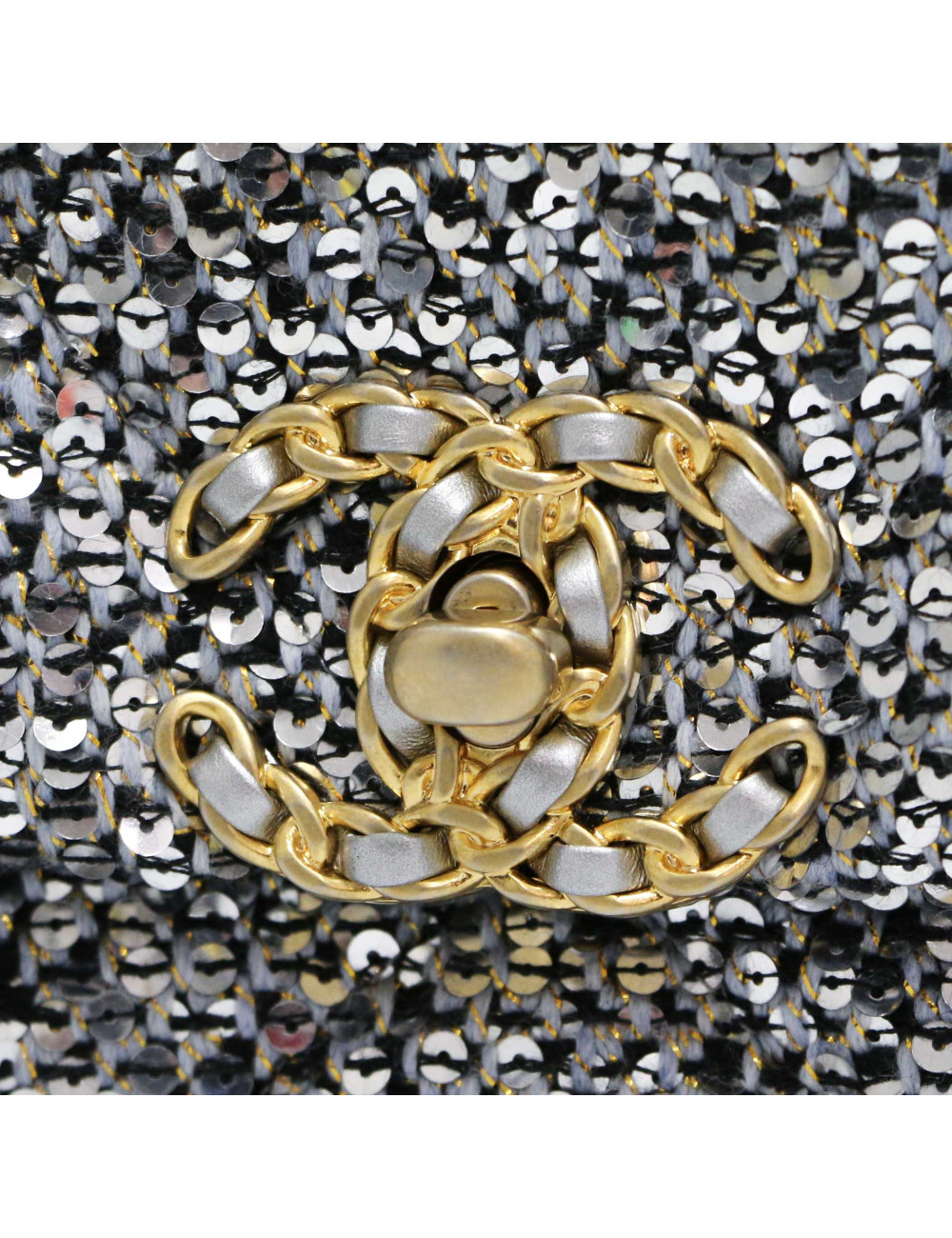 Sac 19 CHANEL laine grise  sequins