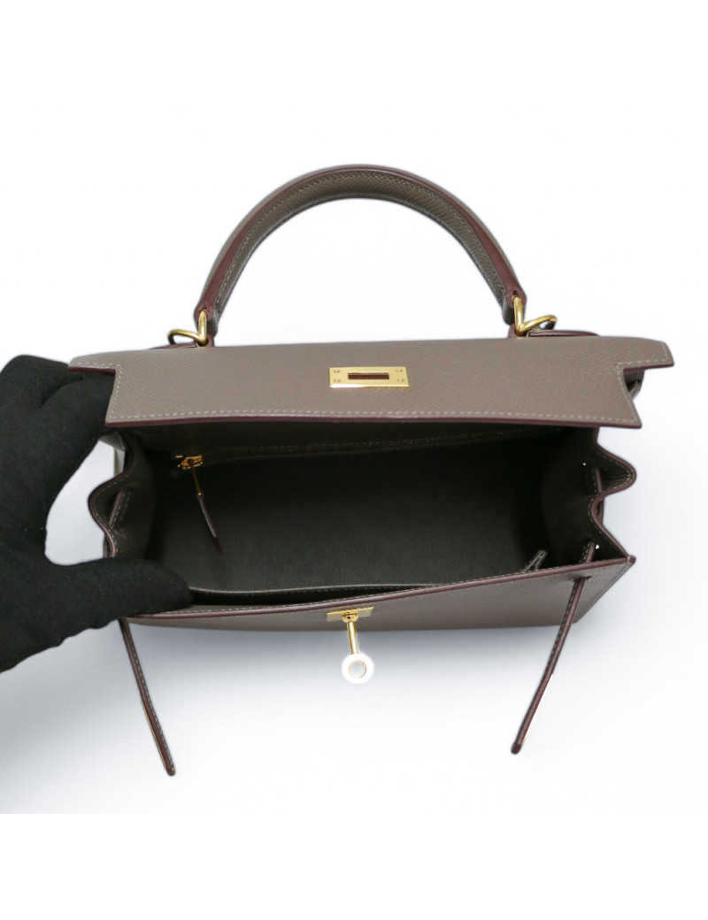 Sac Hermès Kelly 25 étoupe : livraison express dans le monde entier