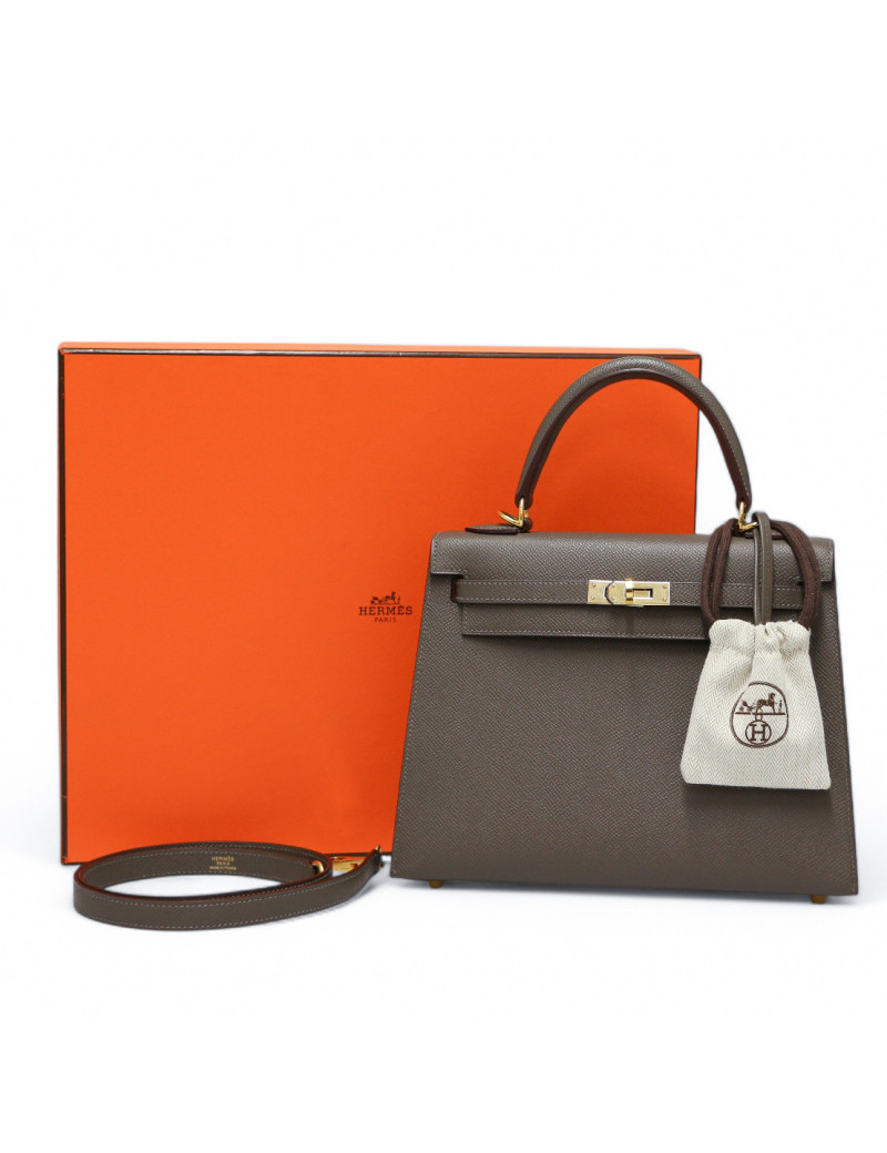 Sac Hermès Kelly 25 étoupe : livraison express dans le monde entier