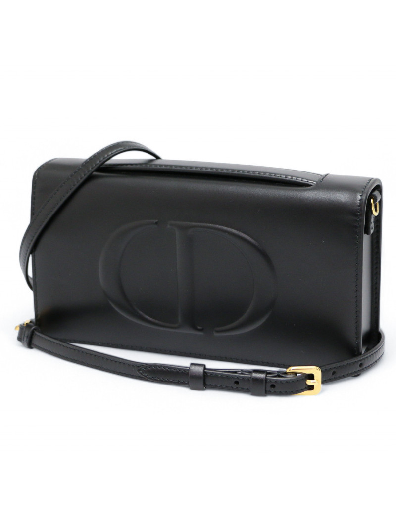 Mini sac DIOR bandoulière cuir de veau noir