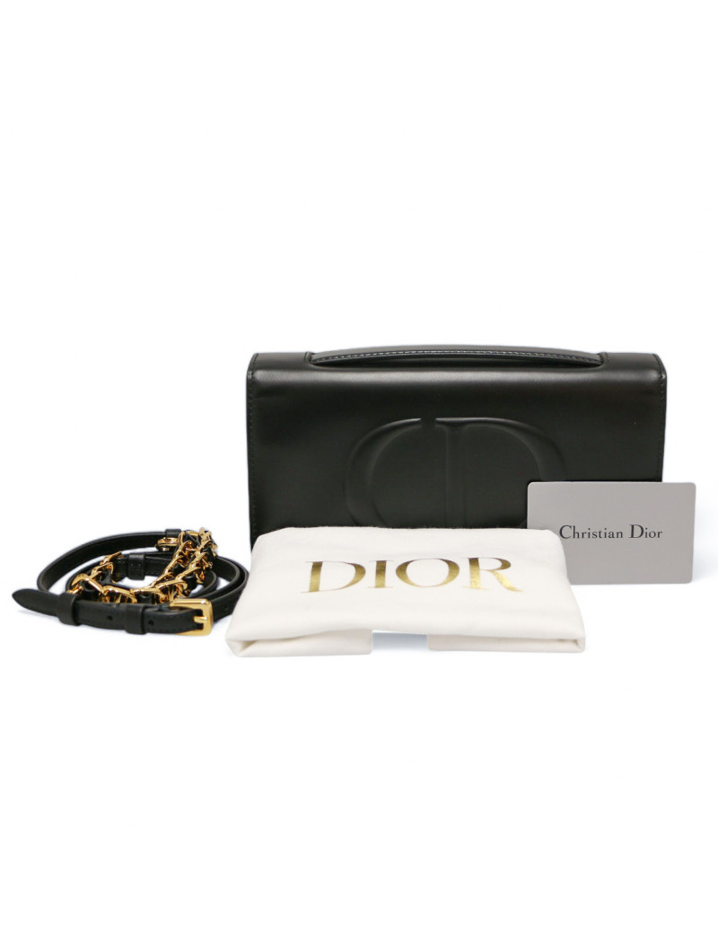 Mini sac DIOR bandoulière cuir de veau noir