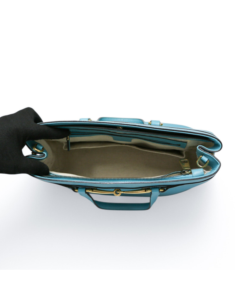 Sac Horsebit 1955 Gucci cuir bleu turquoise : certifié authentique