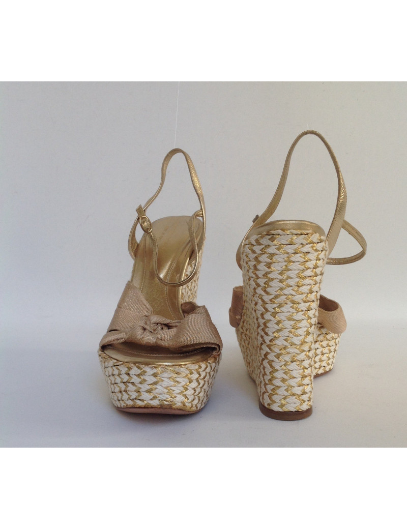 sandales compensées SERGIO ROSSI T 38 cordes dorées