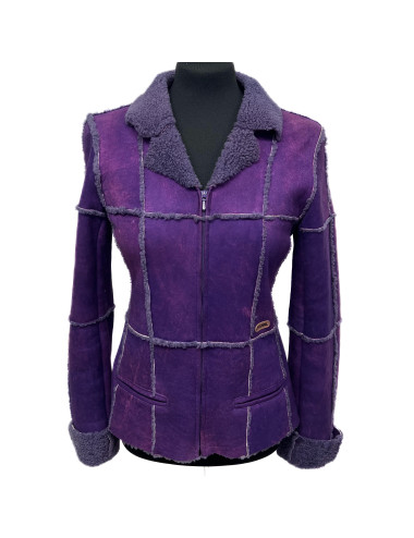 Veste T36 CHANEL peau retournée violette