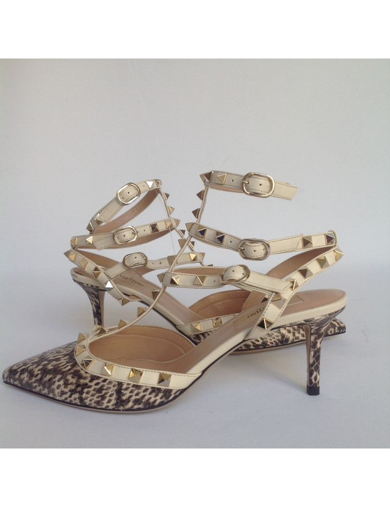 escarpins VALENTINO T 39 python et beige