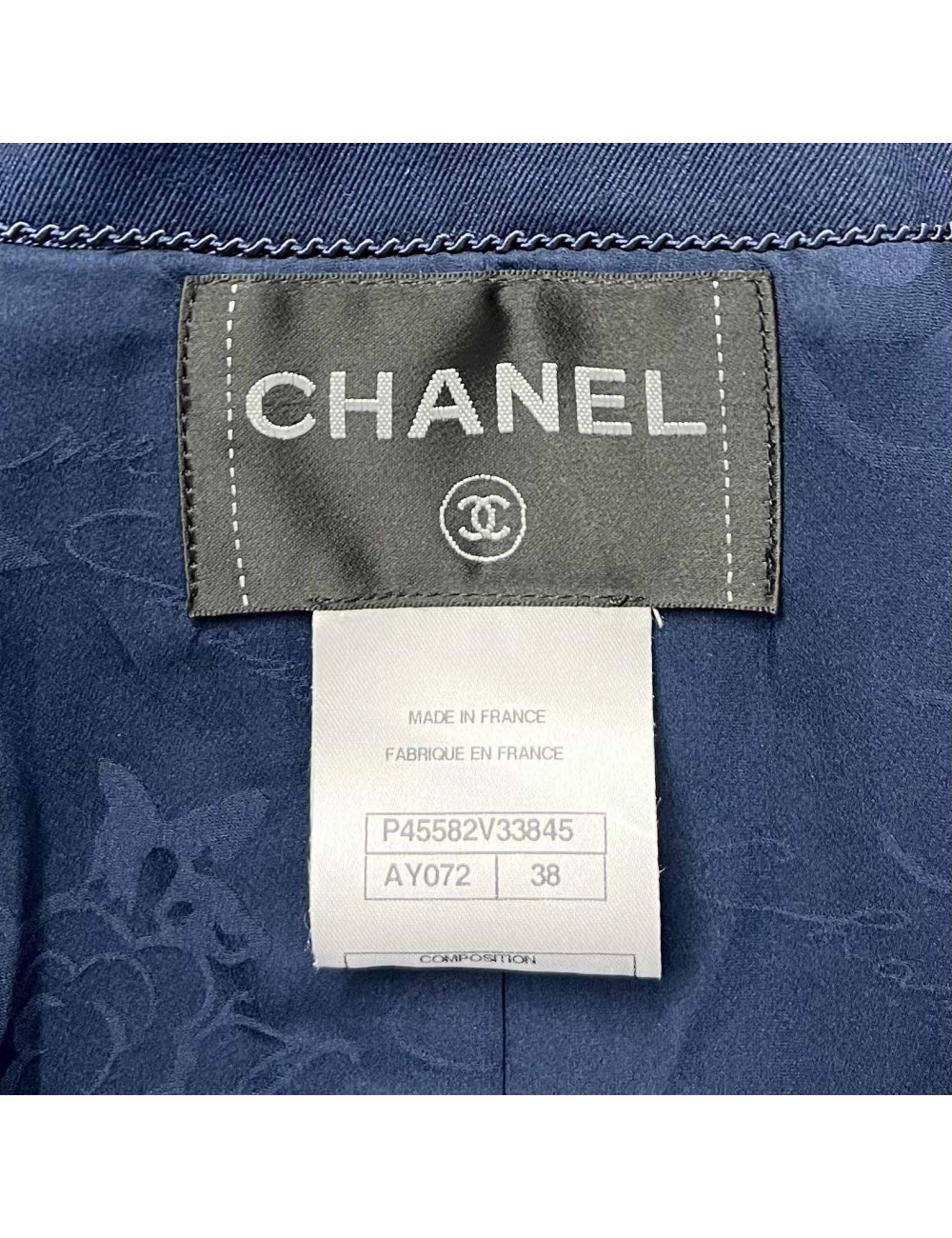 Trench coat Chanel toile bleu marine : occasion certifiée authentique