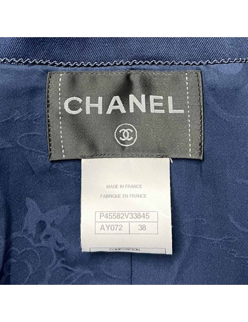 Trench coat Chanel toile bleu marine : occasion certifiée authentique