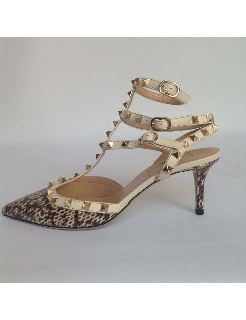 escarpins VALENTINO T 39 python et beige