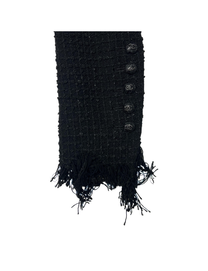 Veste longue CHANEL T 38 tweed  fils d'argent