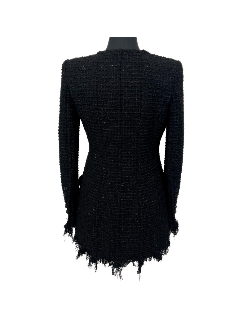 Veste longue CHANEL T 38 tweed  fils d'argent